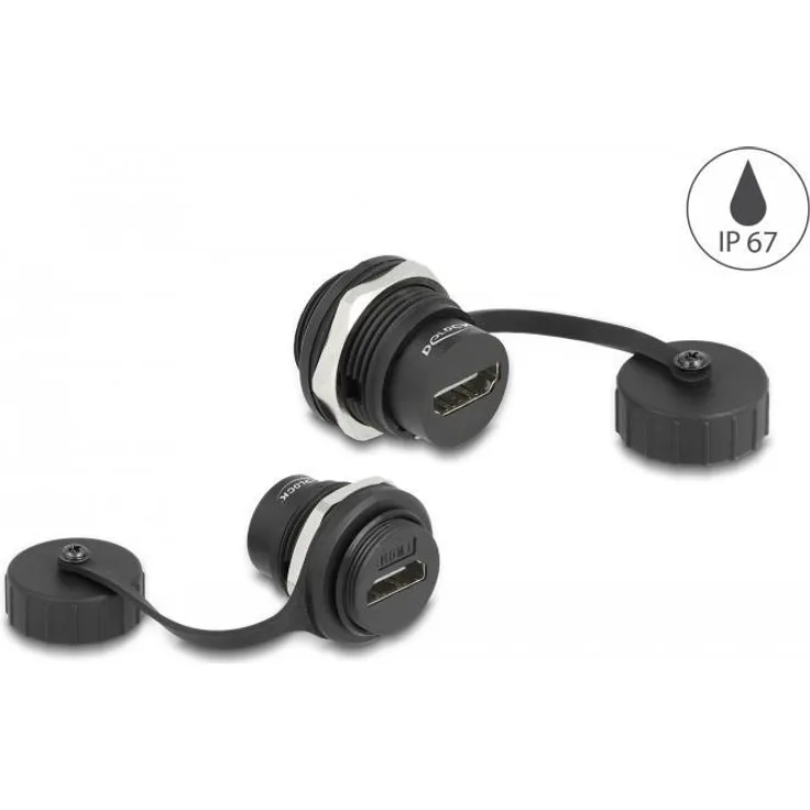 Delock HDMI-A Einbaubuchse mit Verschlusskappe IP67 staub- und wasserdicht (86963)