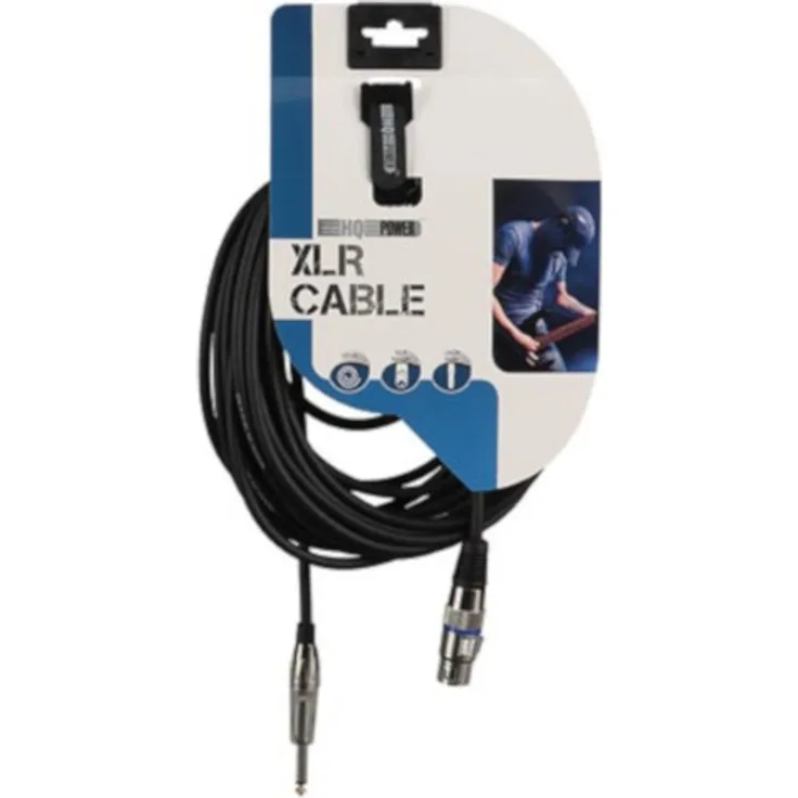 HQ-Power XLR-Kabel 3-polig Buchse-Klinke 10 Meter Gummi schwarz