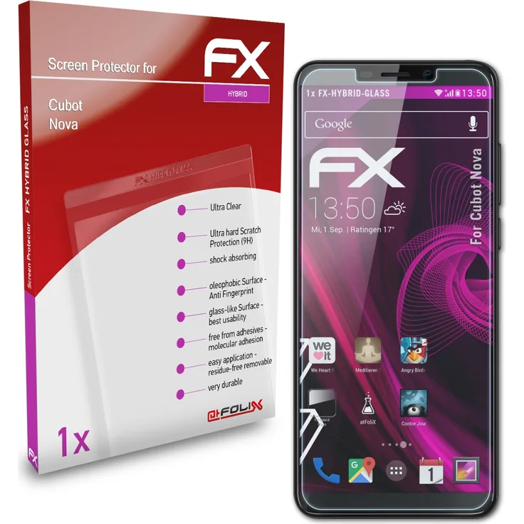 atFoliX Panzerfolie kompatibel mit Cubot Nova 9H Schutzpanzer