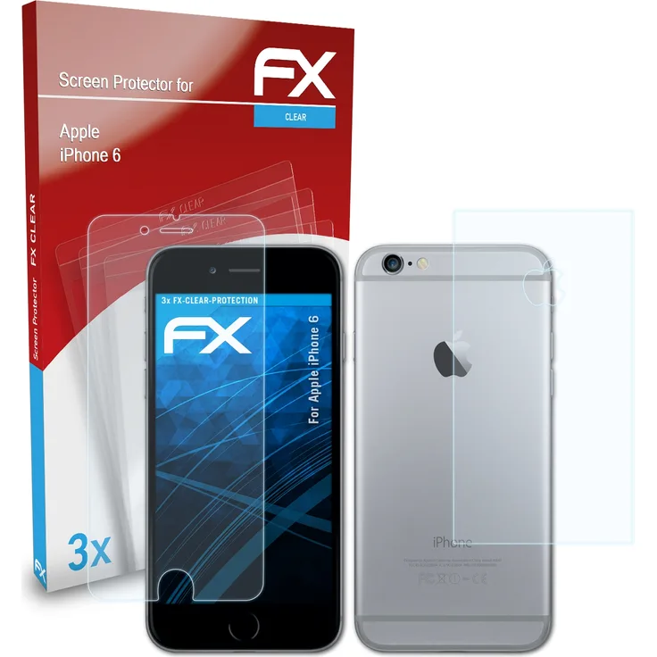 atFoliX 3x Folie kompatibel mit Apple iPhone 6 klar