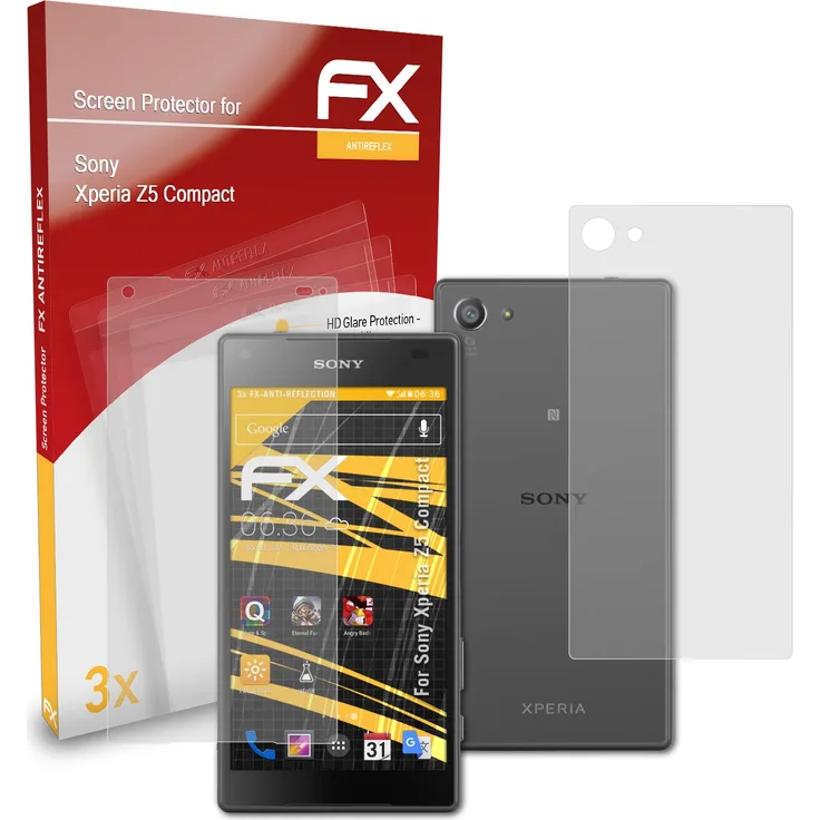 atFoliX 3x Schutzfolie kompatibel mit Sony Xperia Z5 Compact matt&stoßfest