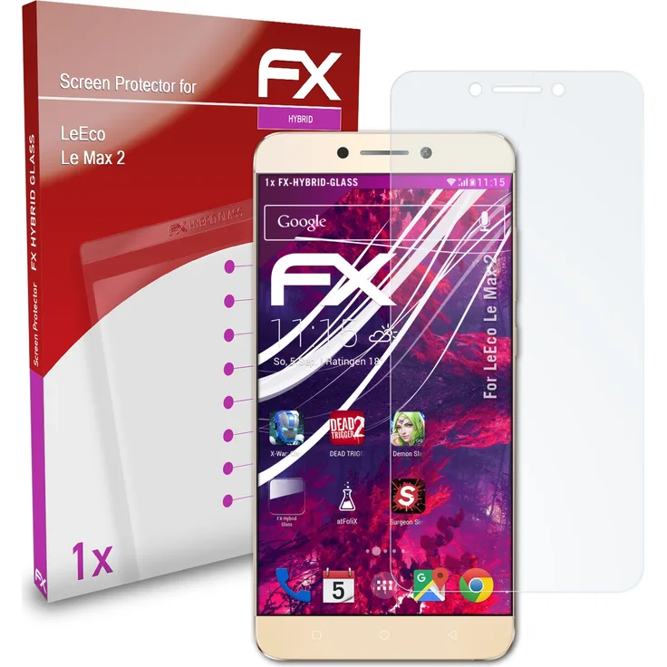 atFoliX Panzerfolie kompatibel mit LeEco Le Max 2 9H Schutzpanzer