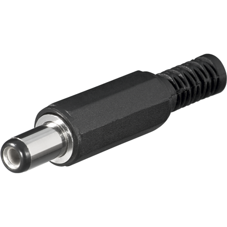 DC-Stecker mit Knickschutz, 2,1x5,5mm, Schaftlänge 9mm