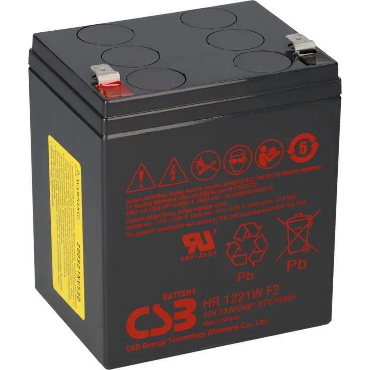 CSB Bleiakku 12V 5Ah HR 1221W F2 12V 21W 1,67V-15Min Hochstrom AGM Blei