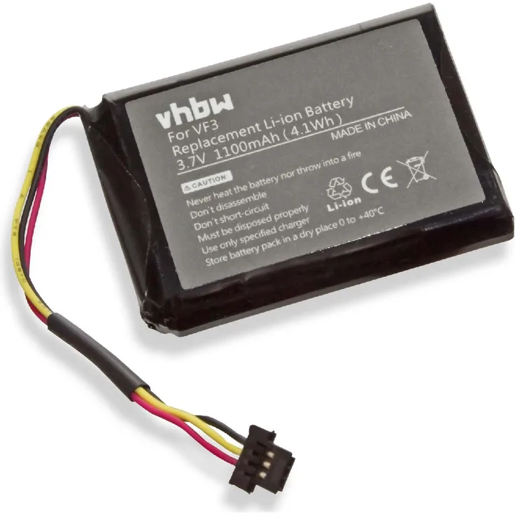 vhbw Li-Ion Akku 1100mAh (3.7V) kompatibel mit Navi GPS TomTom Quanta, XL IQ Routes, XL Canada 310 Ersatz für VF3, N14644, FM68360420759, 4EM0.001.01, MAXWELL 653443.