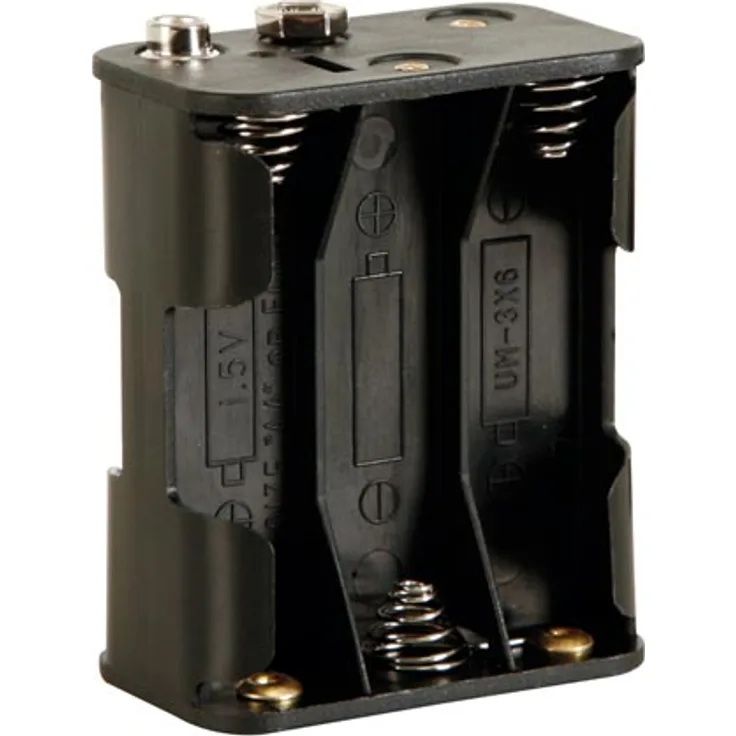 BATTERIEHALTER FÜR 6 x AA-BATTERIEN (MIT DRUCKKNOPFANSCHLÜSSEN)