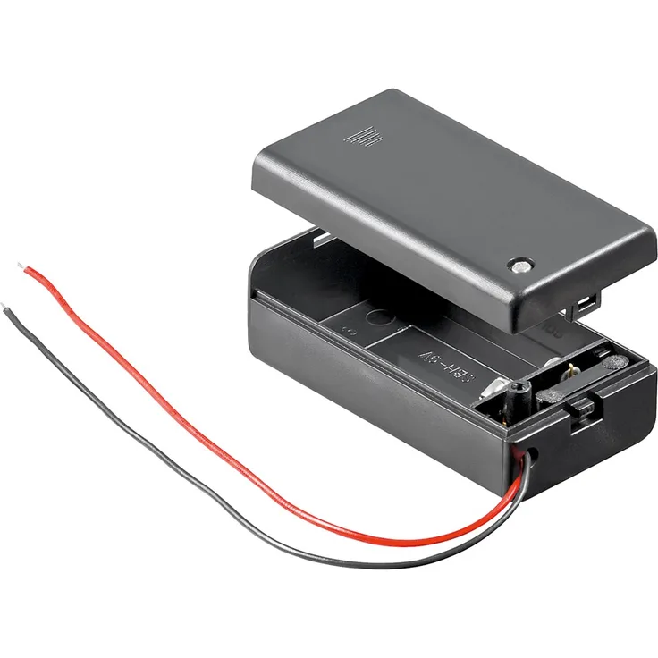 1x 9V Block Batteriehalter lose Kabelenden, wasserabweisend