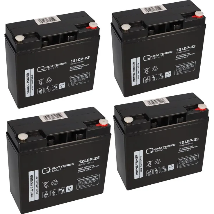 4x AGM BLEI AKKU 12LCP-23 12V - 23Ah kompatibel 48V SCOOTER ROLEKTRO 5 ECO-CITY PLUS 45 QB