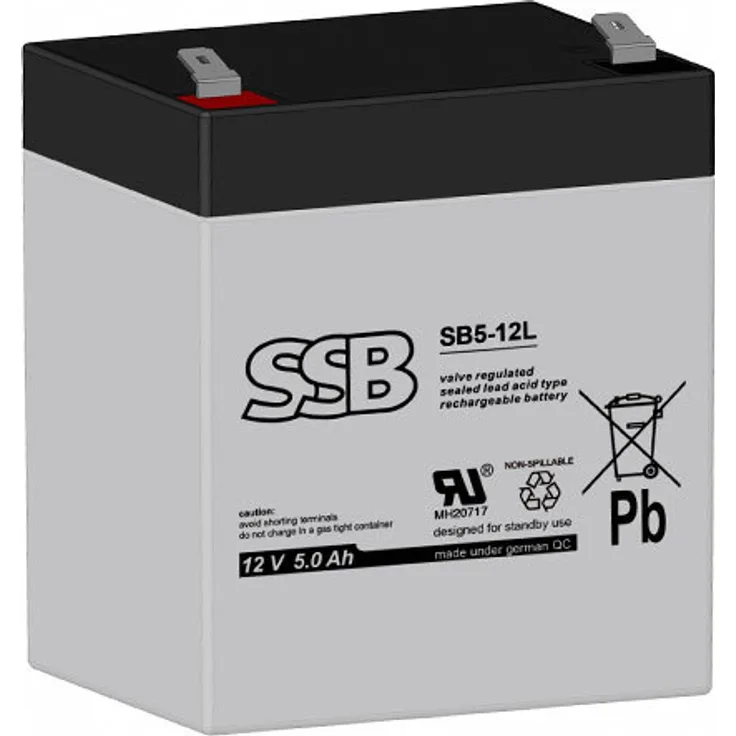 SSB Blei Akku SB 5-12L AGM Batterie 6,3mm Faston- 12V 5Ah