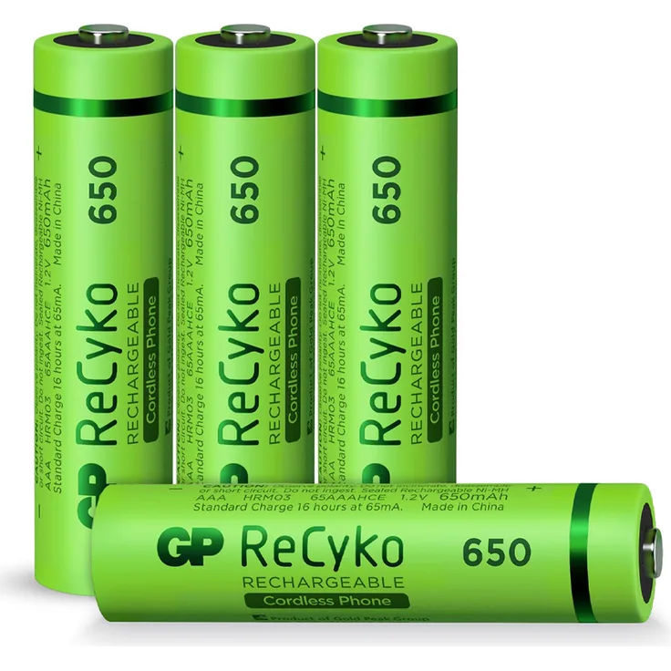1x4 GP ReCyko NiMH Akkus AAA 650mAh DECT-Telefon