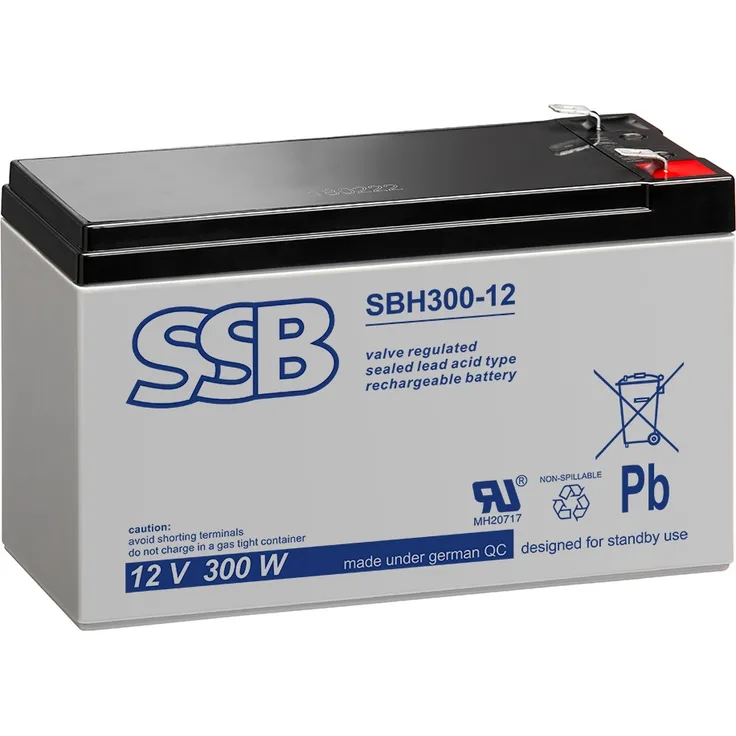 SSB Blei Akku SBH 300-12 AGM Batterie 6,3mm Faston - 12V 8,5Ah 277W