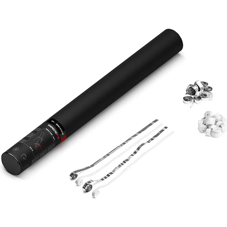 Magic FX Handbetriebene Streamerkanone 50cm - Weiß+Silber
