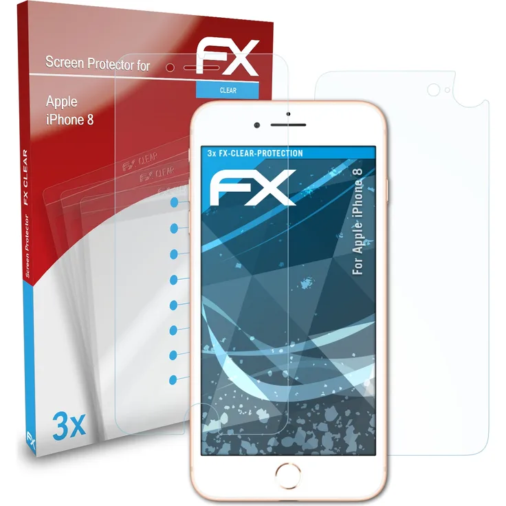 atFoliX 3x Folie kompatibel mit Apple iPhone 8 klar
