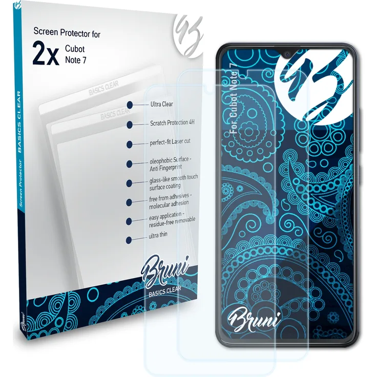 Bruni 2x Folie kompatibel mit Cubot Note 7
