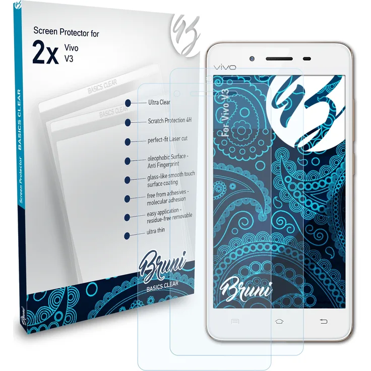 Bruni 2x Folie kompatibel mit Vivo V3