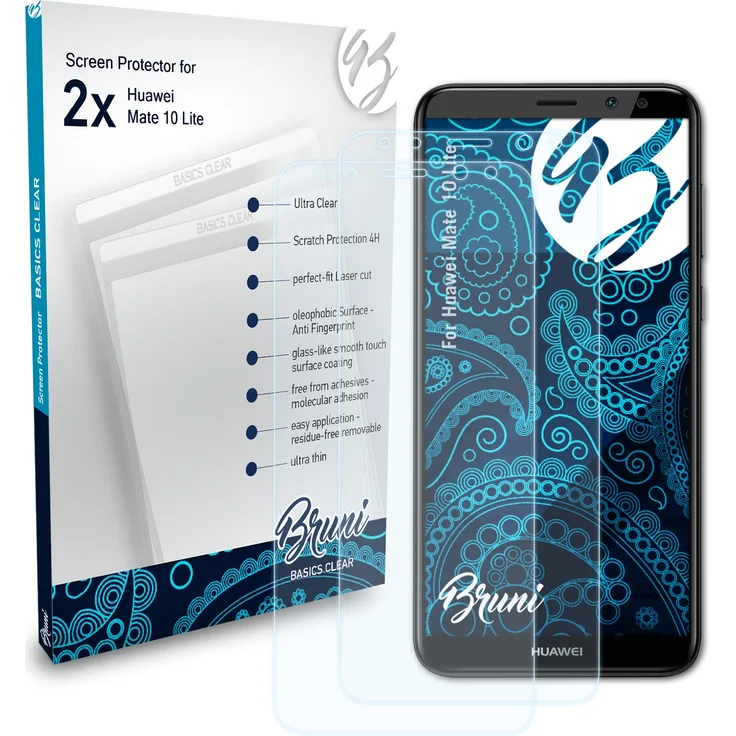 Bruni 2x Folie kompatibel mit Huawei Mate 10 Lite