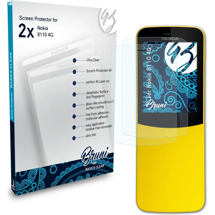 Bruni 2x Folie kompatibel mit Nokia 8110 4G