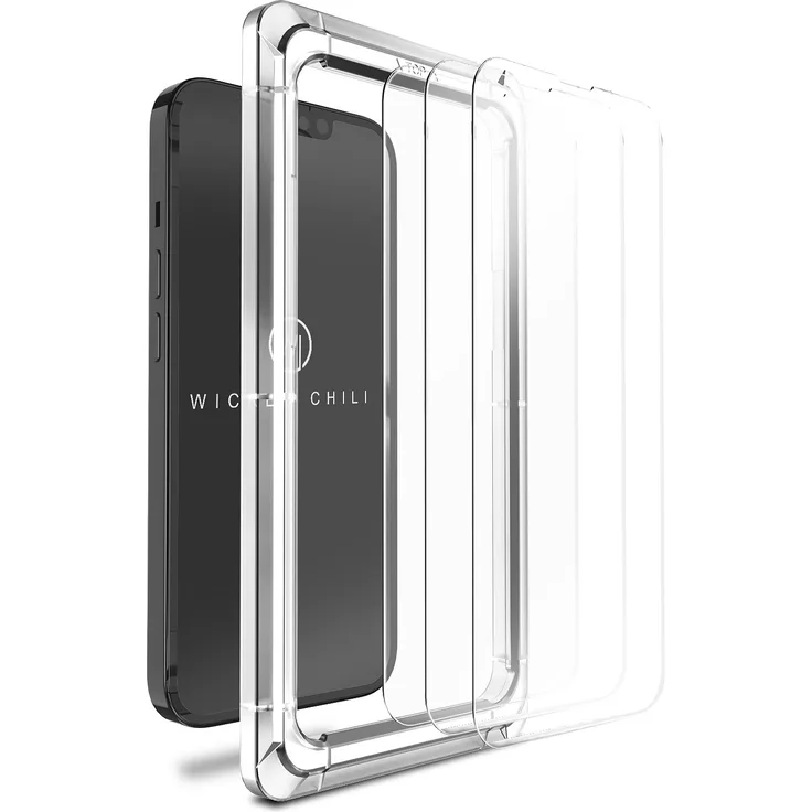 Wicked Chili 3x Panzerglas kompatibel mit iPhone 13/13 Pro (6,1 Zoll) mit Schablone zur Positionierung, Schutzfolie, Panzerfolie, Displayschutz, Schutzglas, Handyhülle kompatible Folie