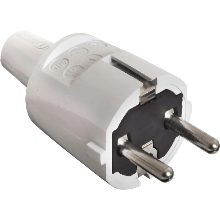 as - Schwabe 62220 PVC-Schutzkontakt-Stecker, grau, doppelter Schutzkontakt