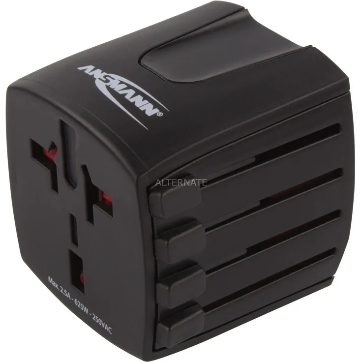 Ansmann Reisestecker All in One 2 Adapter, schwarz