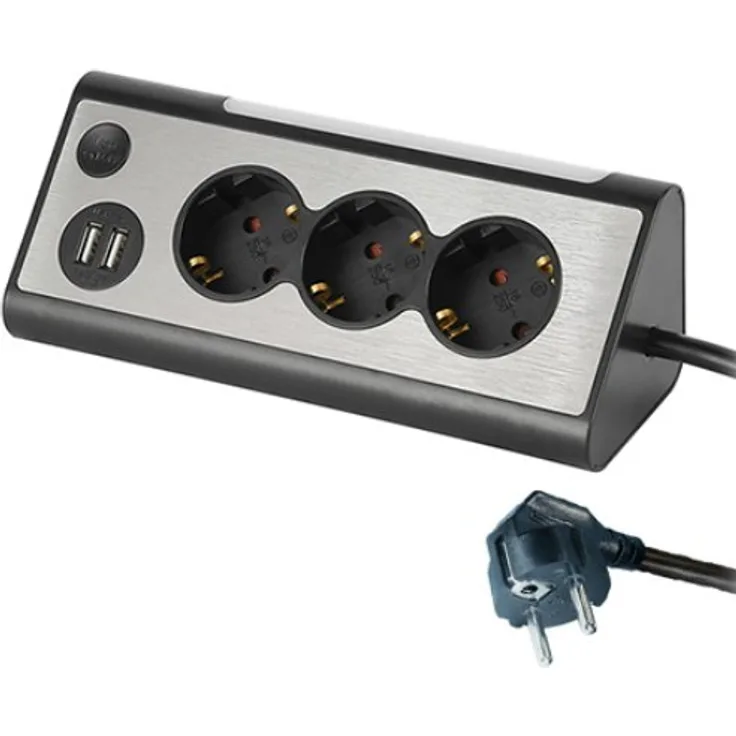 3-fach Eck-Mehrfachsteckdose 2X USB 1,5 Meter