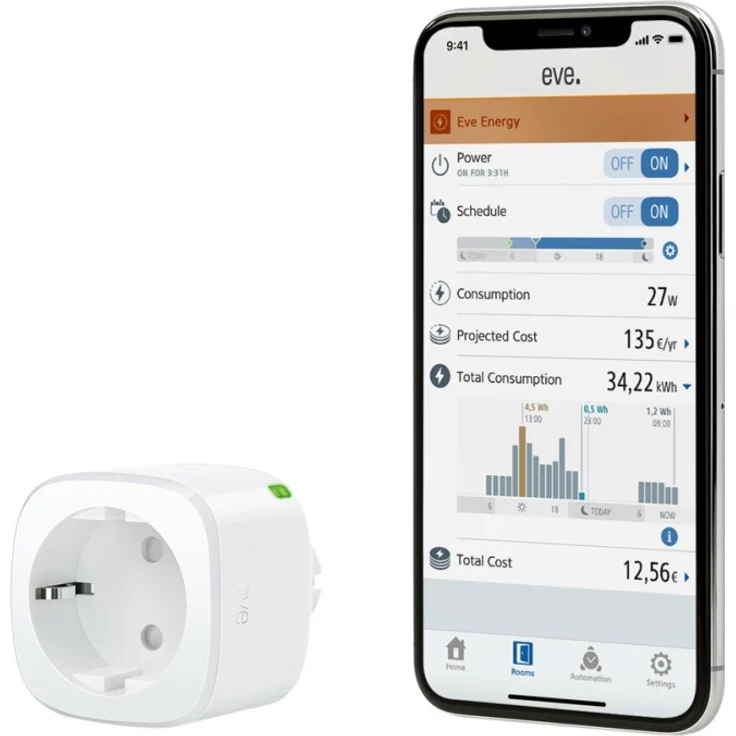 Eve Energy 20EBO8301 Smarte Steckdose, misst Stromverbrauch, schaltet Geräte ein/aus, Siri-Sprachsteuerung, Zeitschaltuhr, Fernzugriff, keine Bridge nötig, Bluetooth, Thread, Apple HomeKit (OB01540) – Bild 18
