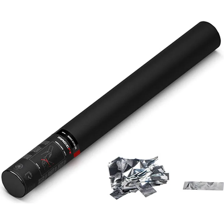 Magic FX Handbetriebene Konfettikanone 50cm - Silber Metallic