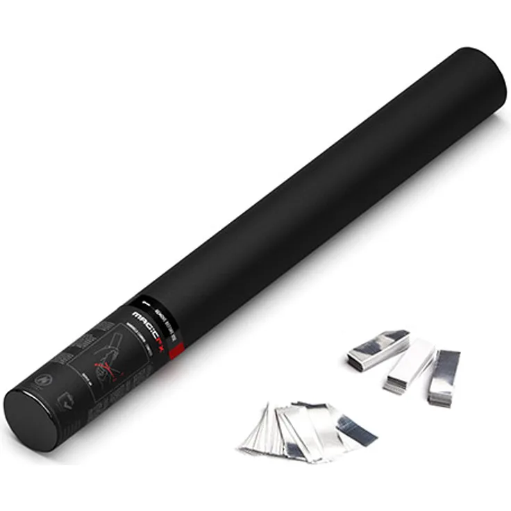 Magic FX Handbetriebene Konfettikanone 50cm - Weiß+Silber