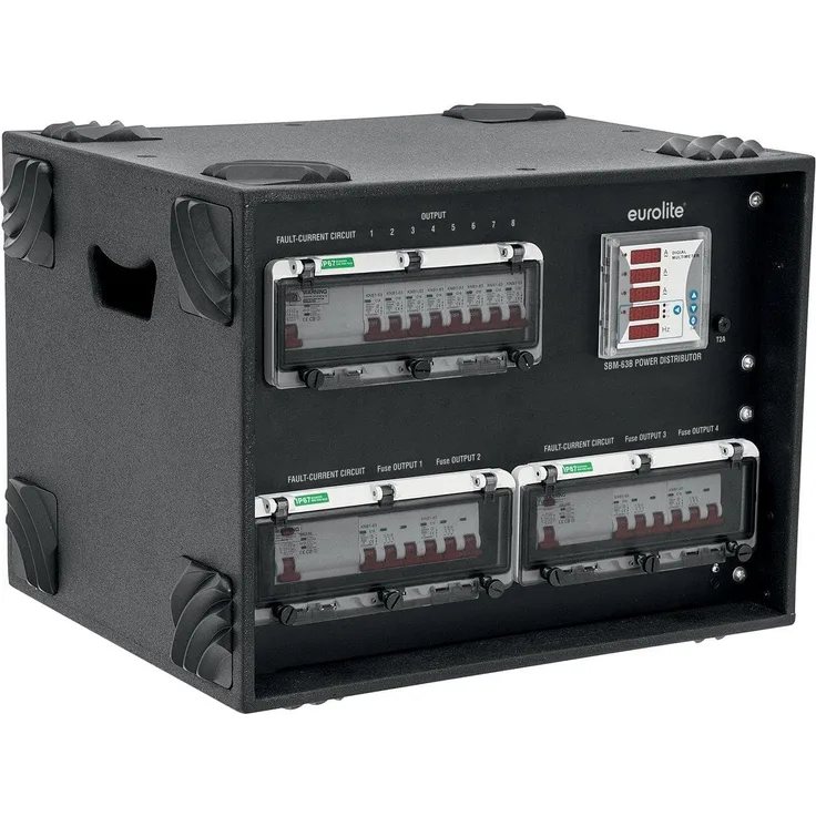Eurolite SBM-63B Stromverteiler 63-A-Stromverteiler mit Multimeter