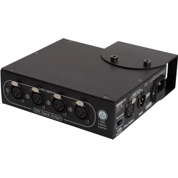 HQ-Power verteiler DMX 4-fach 100-240V 2W 17,5 cm Stahl schwarz