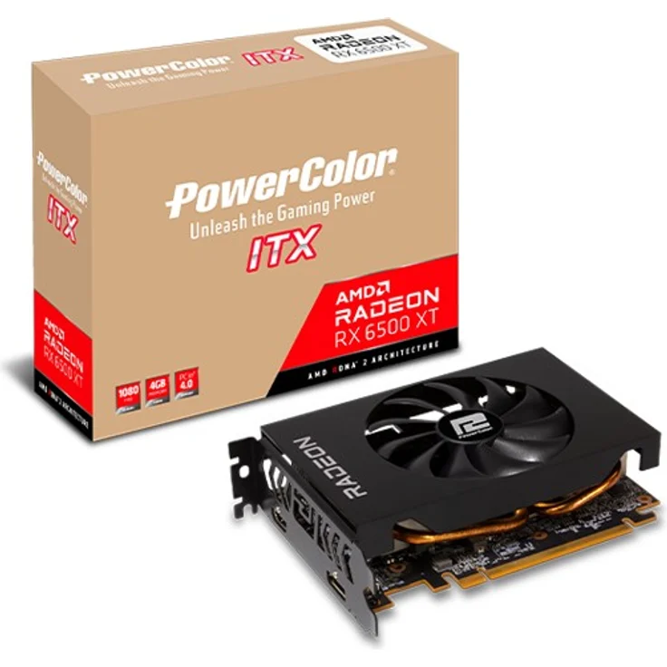 PowerColor Radeon RX 6500 XT ITX, 4GB GDDR6, HDMI, DP (AXRX 6500 XT 4GBD6-DH) – Bild 1