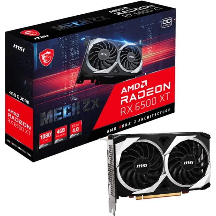 MSI Radeon RX 6500 XT Mech 2X 4G OC, 4GB GDDR6, HDMI, DP (V508-003R)