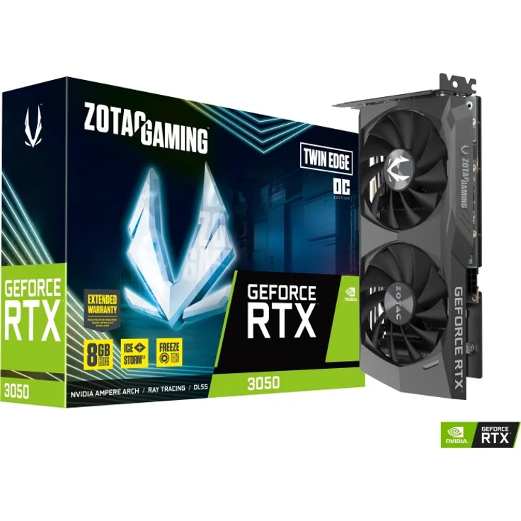 Zotac Gaming GeForce RTX 3050 Twin Edge OC, 8GB GDDR6, HDMI, 3x DP (ZT-A30500H-10M)