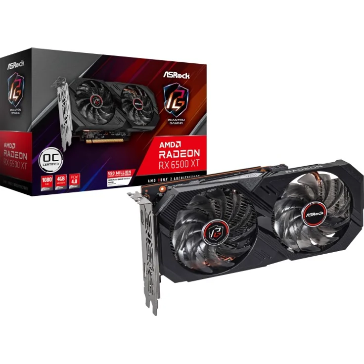 ASRock Radeon RX 6500 XT Phantom Gaming D OC, RX6500XT PGD 4GO, 4GB GDDR6, HDMI, DP (90-GA3DZZ-00UANF) – Bild 1