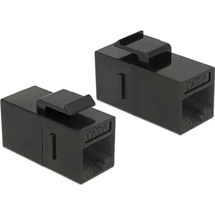 86381 - Keystone-Modul RJ45-Buchse >RJ45-Buchse Cat.6 UTP schwarz