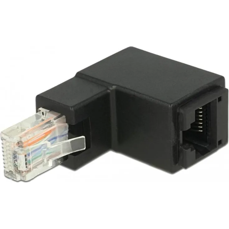 86424 - Adapter RJ45 Stecker oben gewinkelt zu RJ45 Buchse Cat.6 UTP