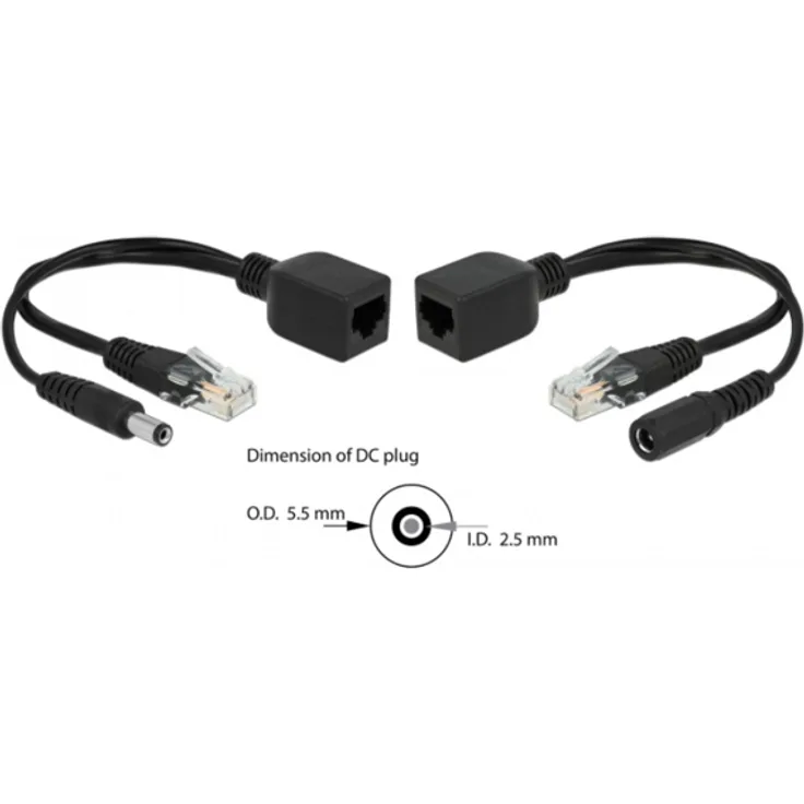 66024 - Passives PoE Adapter Set RJ45 DC 5,5 x 2,5 mm