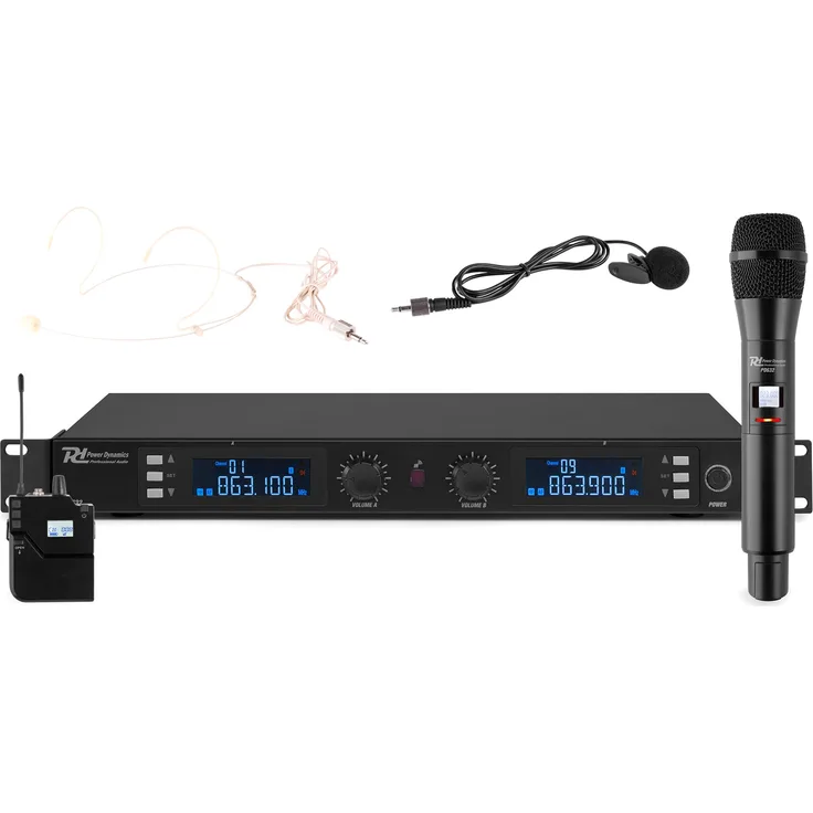 Power Dynamics PD632C 2x 20-Kanal-Digital-UHF-Drahtlos-Mikrofonsystem-Kombi