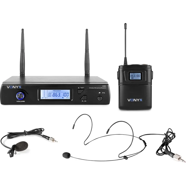Vonyx WM61B Drahtloses Mikrofon UHF 16Ch mit 1 Bodypack