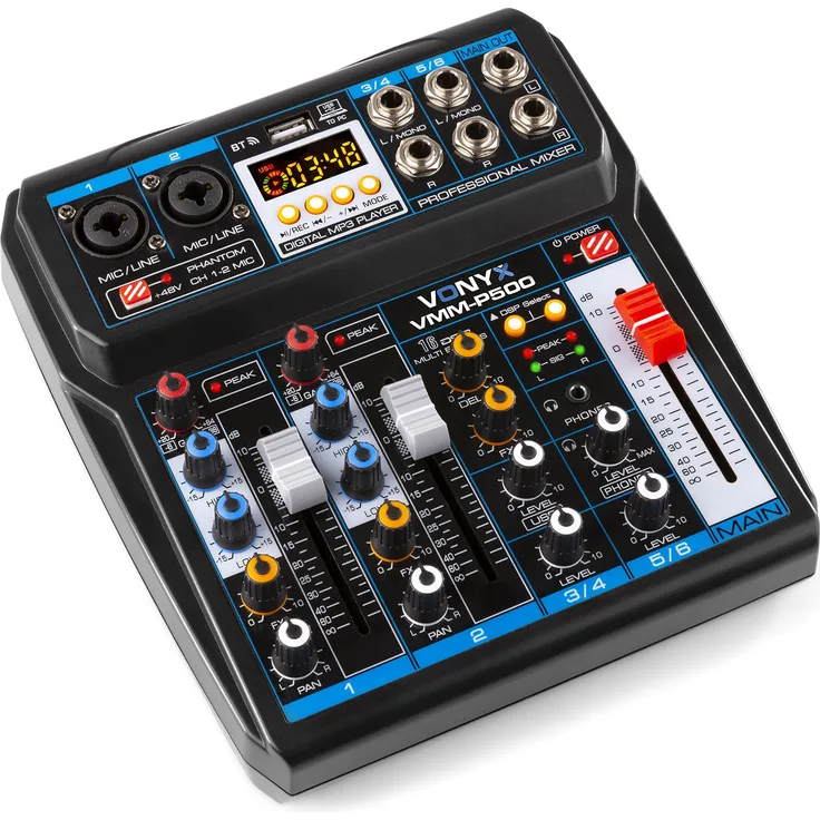 Vonyx VMM-P500 4-Kanal-Musikmischpult mit DSP-USB und MP3-BT
