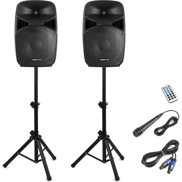 Vonyx VPS152A Plug & Play 1000W Lautsprecher-Set mit Ständern