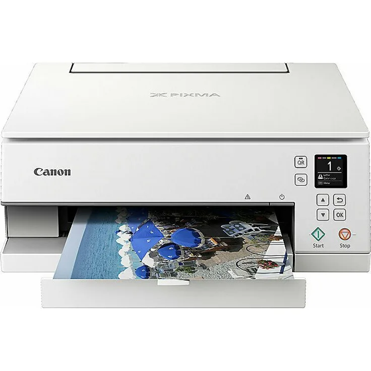 Canon PIXMA TS6351a Tintenstrahldrucker Multifunktionsgerät DIN A4 (Scanner, Kopierer, Fotodrucker, OLED, 4.800 x 1.200 dpi, USB, WLAN, AirPrint, 5 Tinten, Duplexdruck, 2 Papierzuführungen), weiß