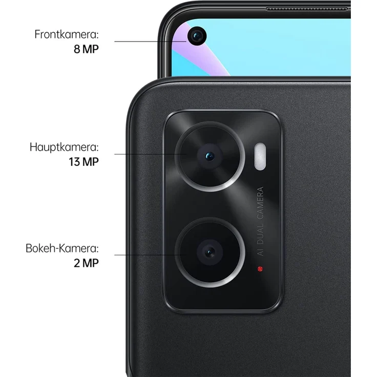 Oppo A76 Smartphone IPS-Display, 128GB interner Speicher, 6GB RAM, Dual-SIM, Glowing Black – Bild 5