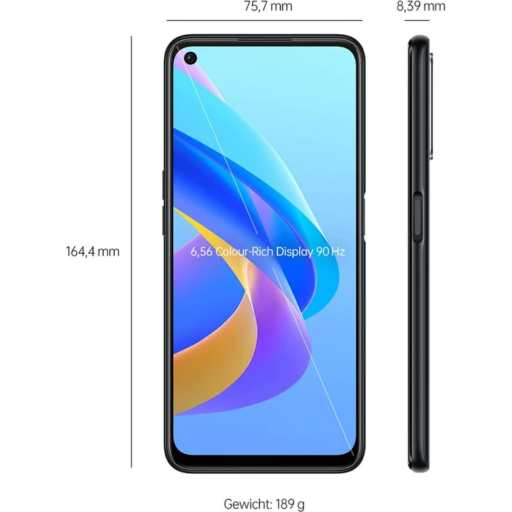 Oppo A76 Smartphone IPS-Display, 128GB interner Speicher, 6GB RAM, Dual-SIM, Glowing Black – Bild 2