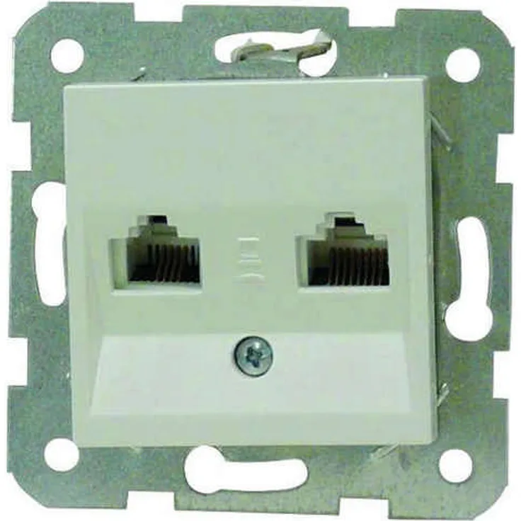 Heitronic Kombi-UAE-Anschlussdose für ISDN, RJ11, UAE 6/6, mit Zentralplatte, 50 x 50 mm, MERIDIAN, reinweiß