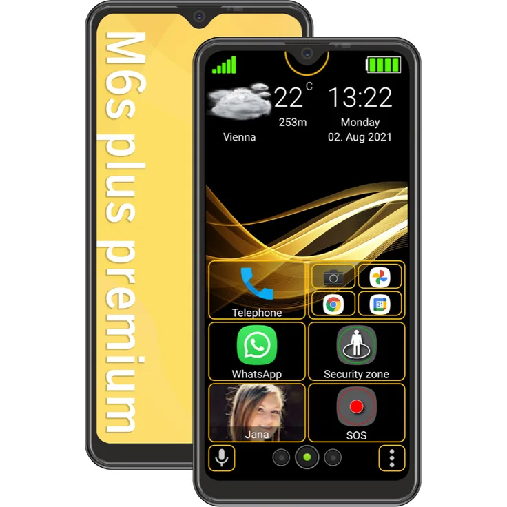 Beafon M6s Plus Senioren-Smartphone 15,9cm (6,26 Zoll) Farbdisplay, 32GB interner Speicher, 3GB RAM, Dual-SIM, Schwarz