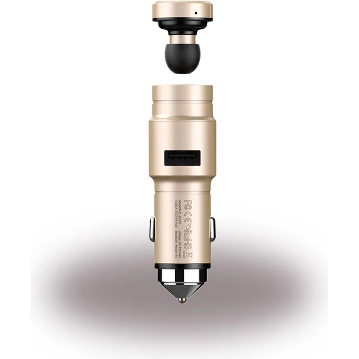 Baseus CCBKER-OV Bluetooth Headset + Kfz Ladegerät Gold