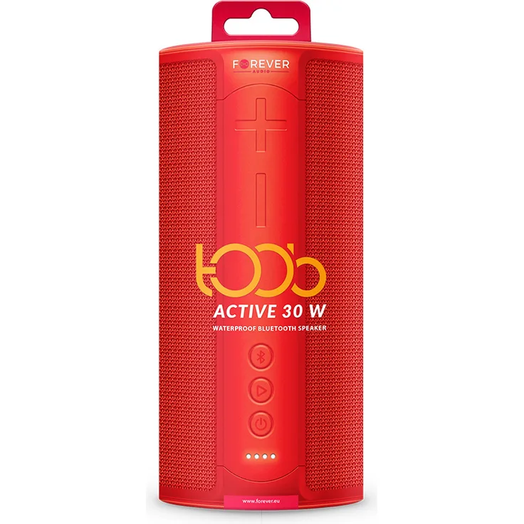 Forever 30W Tragbarer Bluetooth 5.0 -'-'Toob 30-'-' Speaker Lautsprecher 4400mAh Akku Wireless Box in Rot