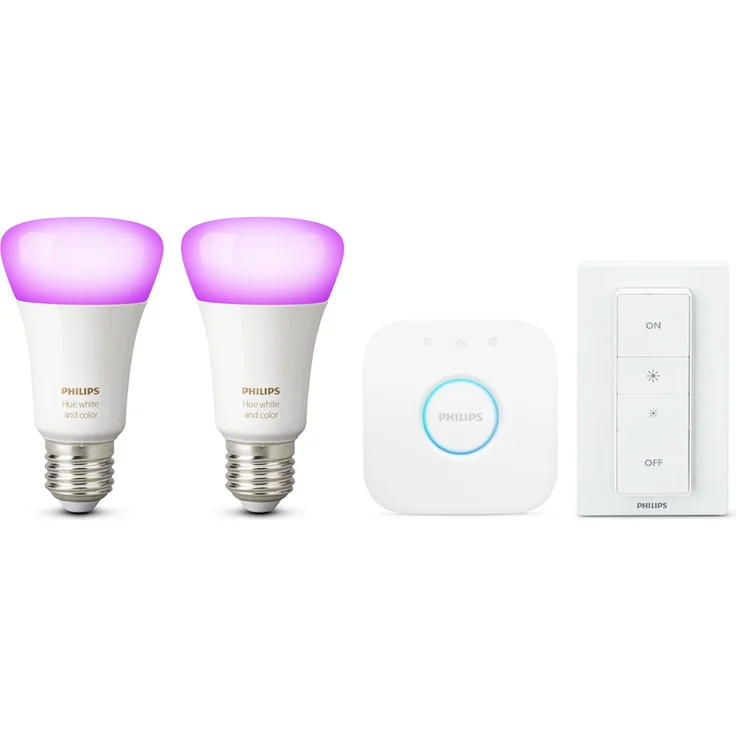 Philips Hue White & Color Ambiance E27 2er Starter-Set + Bridge + Dimmer Switch, warmweiß (929002468805) – Bild 11
