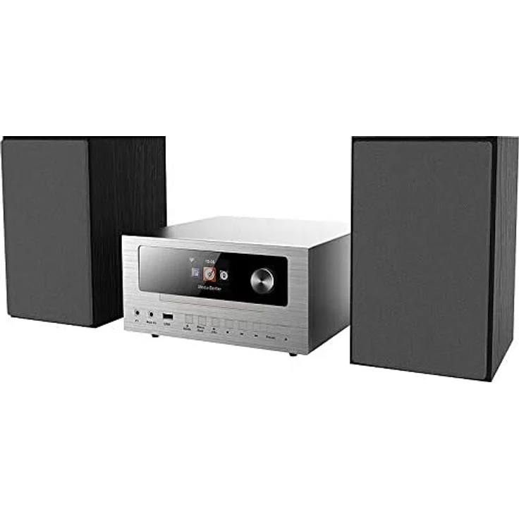 auvisio IRS-500.CD Micro-Stereoanlage mit Webradio, DAB+, FM, CD, Bluetooth, USB, 100 W, schwarz, silber – Bild 3